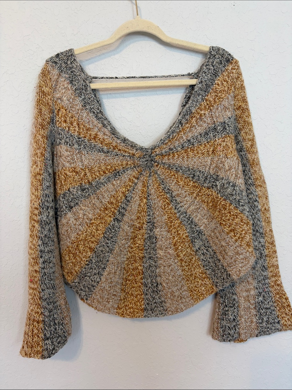 Free People Sunburst Open Back Sweater Rust Gray Size Large - Picture 2 of 7